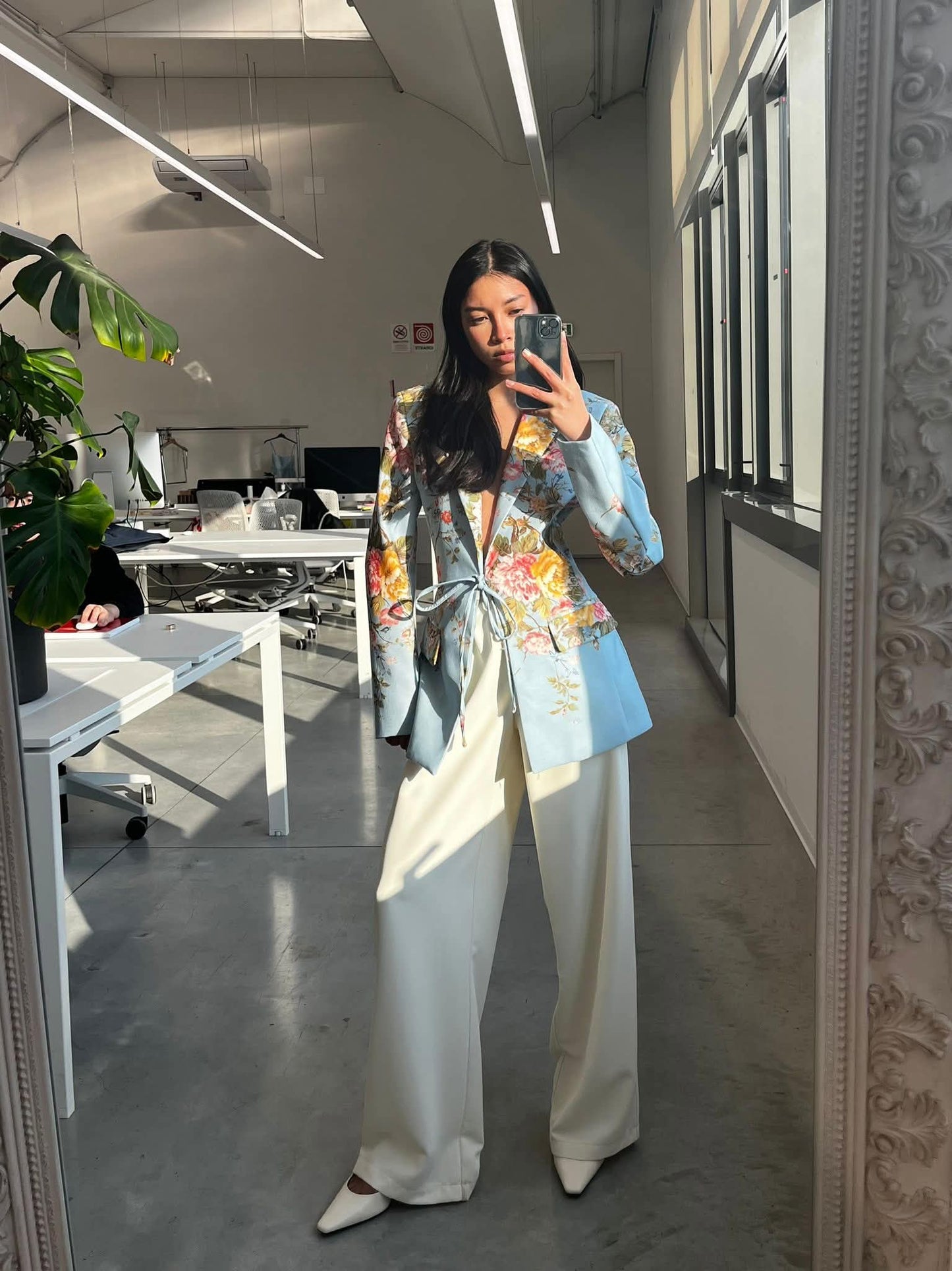 Lumina Floral Print Blazer – Celeste Blue / Mediterranean Garden