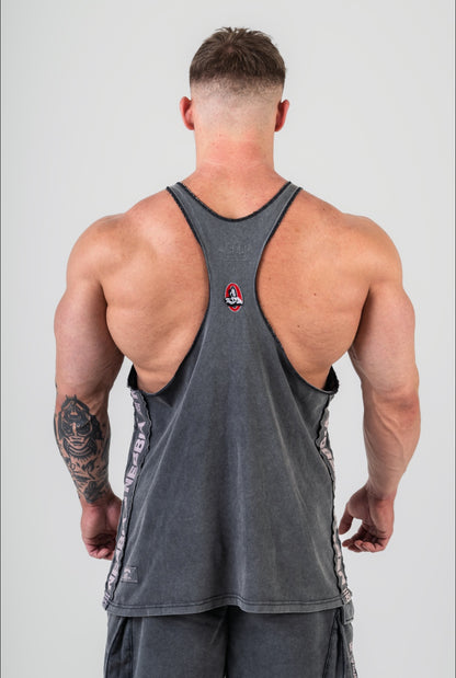 Back view of the 791 Muscle Back Stringer demonstrating the shoulder and lat exposure for bodybuilding training.