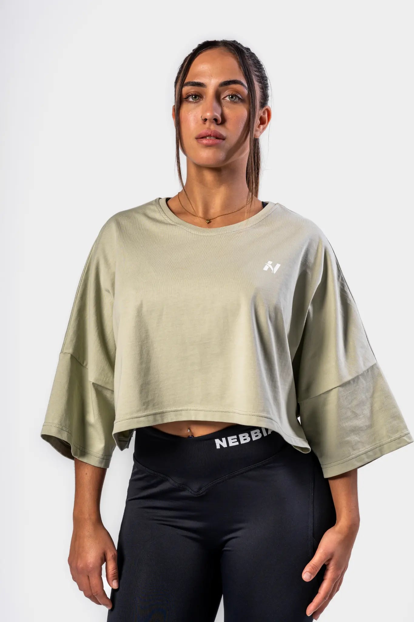 NEBBIA Just Flow Light Green – T-shirt Cropped Oversized | Top Athleisure Donna 431