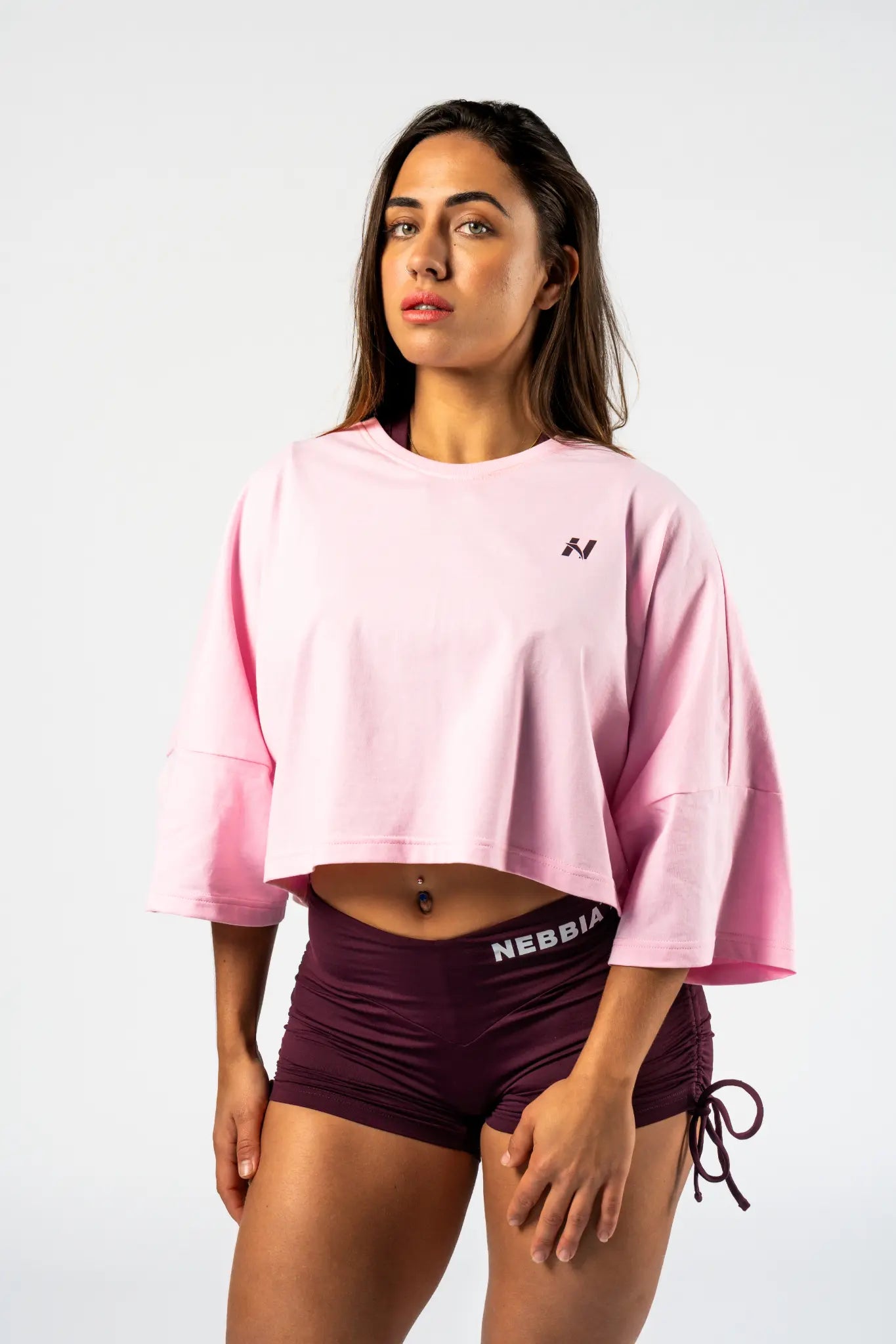 NEBBIA Just Flow Pink – T-shirt Cropped Oversized | Top da Allenamento Donna 431
