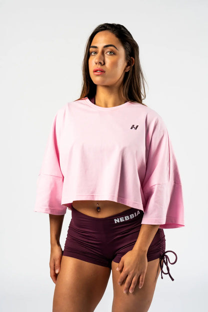 NEBBIA Just Flow Pink – T-shirt Cropped Oversized | Top da Allenamento Donna 431