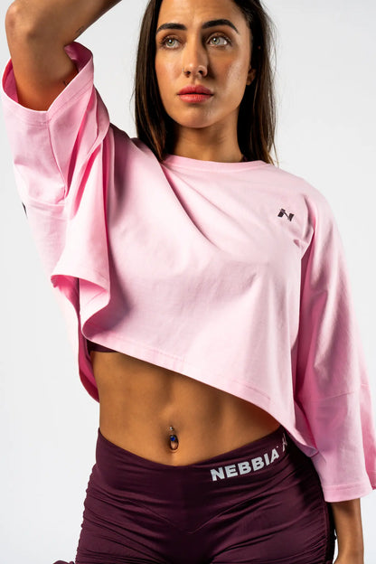 NEBBIA Just Flow Pink – T-shirt Cropped Oversized | Top da Allenamento Donna 431