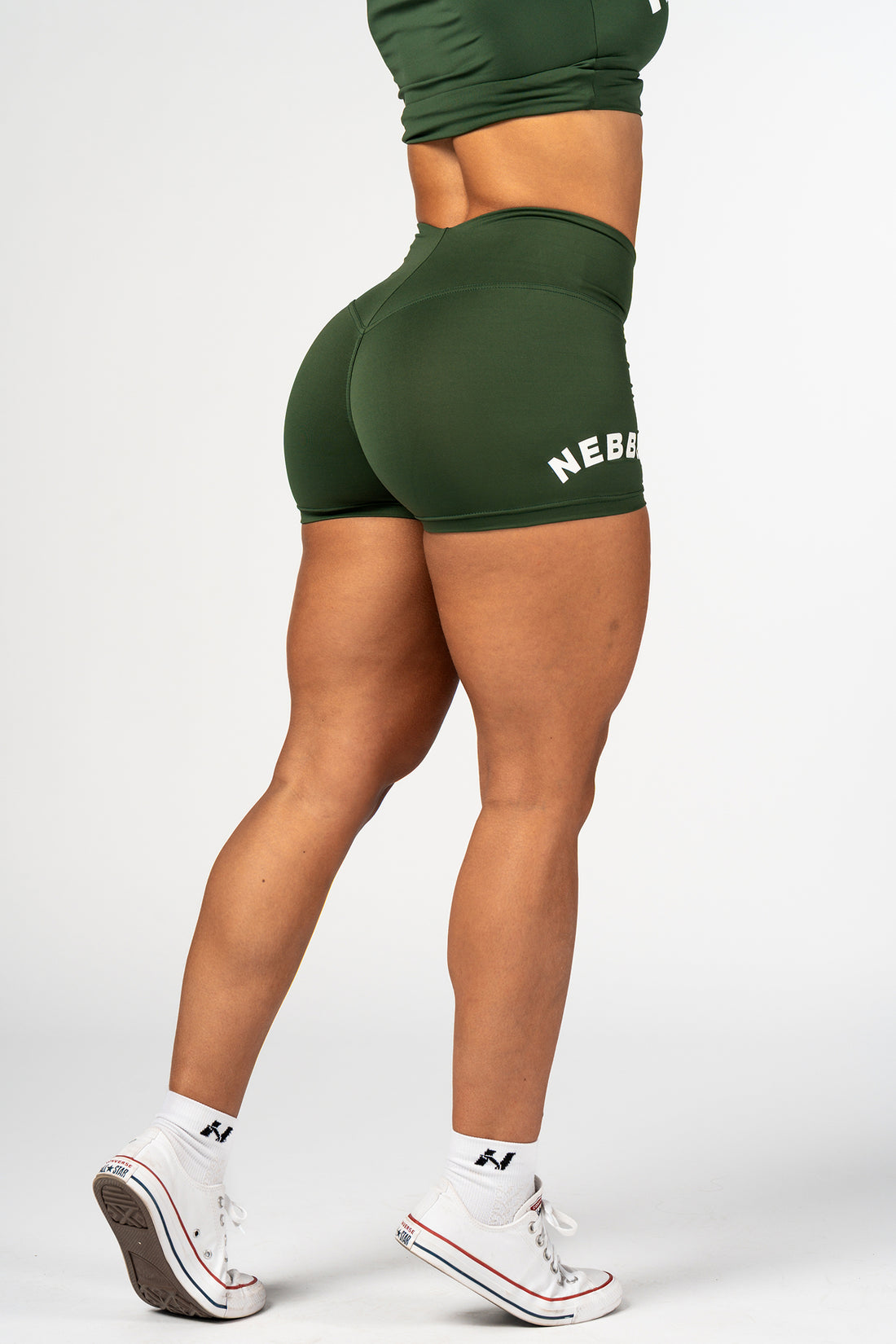 Nebbia Sports Shorts 582 Green – high waist | Nebbia Activewear (5/6)