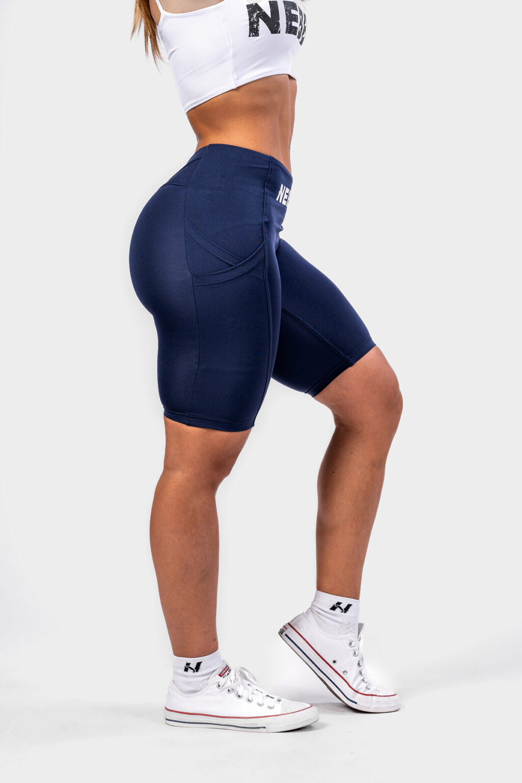 Nebbia Sports Shorts 628 Blue – high waist | Nebbia Activewear (2/7)