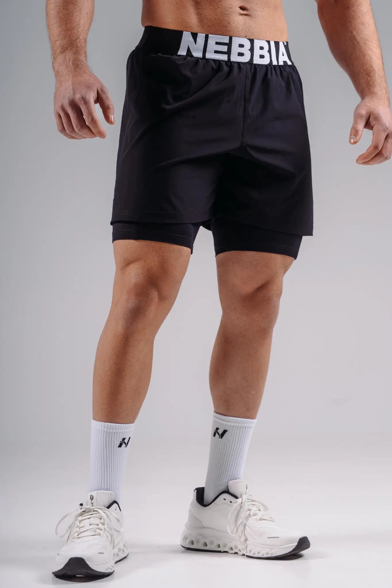 NEBBIA 878 Pantaloncini da Allenamento Neri a Doppio Strato | PRIMAL