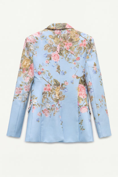 Lumina Floral Print Blazer – Celeste Blue / Mediterranean Garden