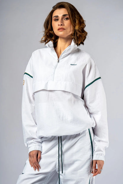 Nebbia CLUB D'OR 644 White Half-Zip Clubhouse Top with Gold Logo - Luxury Tennis and Fitness Style