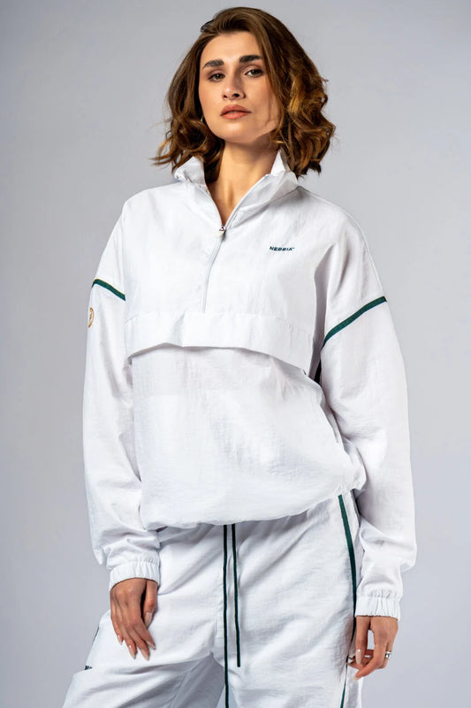 Nebbia CLUB D'OR 644 White Half-Zip Clubhouse Top with Gold Logo - Luxury Tennis and Fitness Style