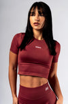 Top crop NEBBIA 891 rosso senza cuciture a maniche corte | POWER